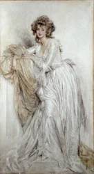 Edwardiańska dama (akwarela na papierze)