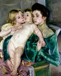 Pieszczoty dzieci. Obraz autorstwa Mary Cassatt (1845-1926)