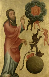 Dzielenie światła od ciemności z Ołtarza Świętego Piotra w Hamburgu, Ołtarz Grabow, 1383 (tempera na desce)