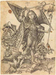 Saint Michael Defeating the Devils   1237278   pl       polish Successfully Translated  Original: Temple, decor pour une piece de theatre (Temple. Stage design for a theatre Play). Peinture anonyme. Aquarelle et gouache sur papier, vers 1800. Decor de thea