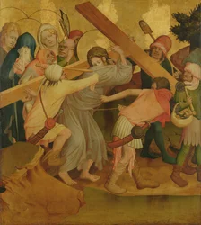 Chrystus niosący krzyż, panel z ołtarza św. Tomasza z kościoła św. Jana w Hamburgu, rozpoczęty w 1424 r. (tempera i olej na panelu)