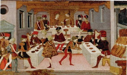 Córka sułtana Babilonu na bankiecie (tempera na drewnie)