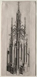 Projekt gotyckiej fontanny, ok. 1930 r. 1470.
