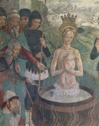 włochy, piemont, region, prowincja alessandria, serralunga di crea, sacro monte di crea, sanktuarium santa maria asunta, kaplica św. małgorzaty z antiochii, pasja św. małgorzaty z antiochii, detal