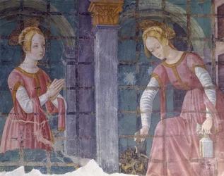 Włochy, region Piemont, prowincja Alessandria, fresk w kaplicy w bazylice Santa Maria Assunta