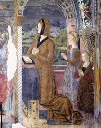 Włochy, region Piemont, Serralunga di Crea, fresk w kaplicy w bazylice Santa Maria Assunta