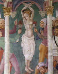 Włochy, region Piemont, fresk w kaplicy Santa Margherita in Sacro Monte