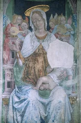 włochy, piemont, serralunga di crea, sacro monte di crea, bazylika santa maria assunta, kaplica, fresk
