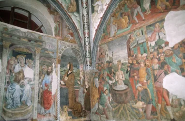 włochy, piemont, serralunga di crea, sacro monte di crea, bazylika santa maria assunta, kaplica, freski