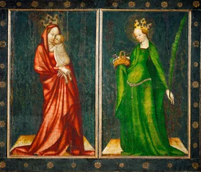 Dwa zewnętrzne panele ołtarza, po lewej Madonna, po prawej Święta Dorota (obraz na drewnie dębowym)