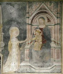 Duchowe małżeństwo Chrystusa ze św. Marią Magdaleną, szczegół. (ok. 1377, Fresk umieszczony na płótnie)