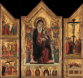 Madonna z Dzieciątkiem na tronie.
