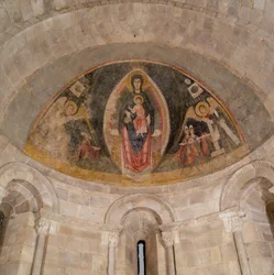 Dziewica z Dzieciątkiem w majestacie i pokłon Trzech Króli, ca. 1100.