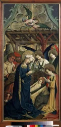 ""Narodzenia"" Obraz na drewnie przez mistrza zamku Lichtenstein (XV w.) ok. 1440 r. Muzeum Puszkina, Moskwa