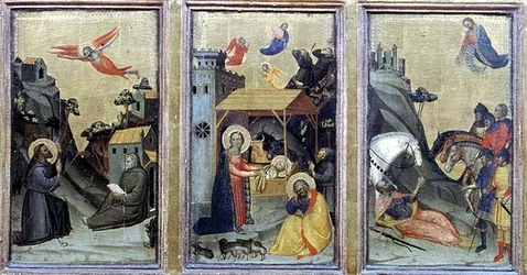 Stygmaty św. Franciszka, Narodzenie i nawrócenie św. Pawła (tempera na panelu)