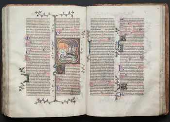 Mszał Gotha: Fol. 113v, Narodziny Jana Chrzciciela, c. 1375.