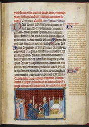 Cotton Tiberius B. VIII f.57r Król otrzymuje pierścień, z „Księgi koronacyjnej Karola V, króla Francji”