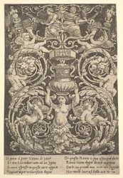 Panel ornamentu z kobietą trzymającą wazon pośrodku, 1532.