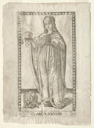 Charity from the Tarocchi, seria B: Cosmic Principles & Virtues, #38, przed 1467.