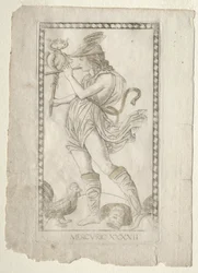 Merkury z Tarocchi, seria A: Firmaments of the Universe, #42, przed 1467.