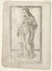 Temperance z Tarocchi, seria B: Cosmic Principles & Virtues, #34, przed 1467.
