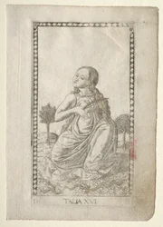 Komedia Thalia, poezja pastoralna z serii Tarocchi D..., przed 1467.