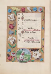 Godziny królowej Izabeli Katolickiej, królowej Hiszpanii: Fol. 7v, czerwiec, ok. godz. 1500.