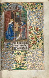 Księga godzin Korzystanie z Rouen: fol. 56 r, Adoracja z pasterzami Narodzenia, ok. n.e. 1470.