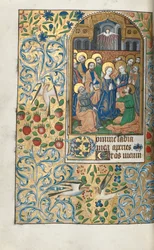 Księga godzin Korzystanie z Rouen: fol. 99v, Pięćdziesiątnica, c. 1470.