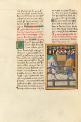Jacques de Lalaing walczący z Esquire Jean Pitois podczas przekazania broni Fontanny Łez