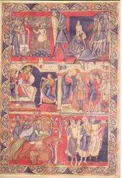 Sceny z życia Samuela, Saula i Dawida, z Biblii Winchester, 1160-80