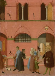 Święty Antoni rozdający swój majątek ubogim, ok. 1430-1435 (tempera na płycie z topoli)
