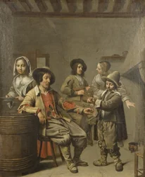 Chłopiec nalewający kieliszek wina dla rodaka, ok. 1650 (olej na płótnie)