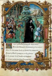 Przedstawienie królowej Nawarry Małgorzaty z Angoulema (1492-1549), scena miłosna uprzejma. Strona zaczerpnięta z rękopisu „La coche ou Debat d