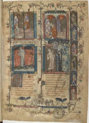 Miniatura z rękopisu Roman de la Rose autorstwa Guillaume de Lorris i Jean de Meun, 1353