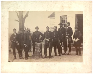 Odbitka albumowa generała McClellana w kwaterze głównej, brygada gen. Morrella, 1862 (zdjęcie w sepii)