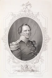 Winfield Scott (1786-1866) z „Historii Stanów Zjednoczonych”, tom. II, autorstwa Charlesa Mackay, grawerowane przez Charlesa Holla z dagerotypu