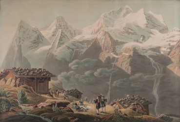 Jungfrau, Münch, Eiger z Wengernalp 1822 (akwarela)