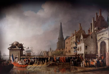 Wejście Napoleona Bonaparte (1769-1821) i Josephine de Beauharnais (1763-1814) w Antwerpii 18.07.1803 Obraz Mathieu Ignace Van Bree (1773-1839)