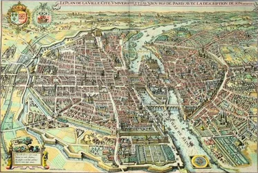 Plan Paryża w 1615 r. Grawerowanie autorstwa Mathieu Merian