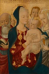 Madonna z Dzieciątkiem ze świętym Hieronimem, świętą Katarzyną Aleksandryjską i aniołami, ok. 1465-1470 (tempera na płycie z topoli)