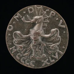 Tarcza, hełm, herb słonia i płaszcz [rewers], 1446.
