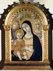 Dziewica z Dzieciątkiem Jezus, Święty Michał, Święta Maria Magdalena (Malarstwo na drewnie)