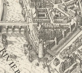 Hôtel de Nevers na planie Paryża według Meriana z 1615 roku - David Rumsey