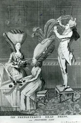 Niedorzeczne nakrycie głowy lub dama z piór, 1776