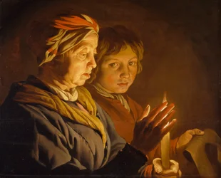 Stara kobieta i chłopiec przy świecach, 1630-1650