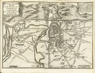Beleg van Turijn, 1706 Plan miasta i cytadeli w Turynie obleganych przez Francuzów (tytuł na obiekcie)
