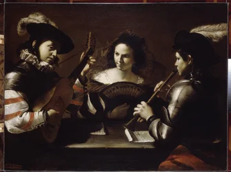 Koncert. Obraz Mattia Preti (1613-1699), olej na płótnie, ok. 1630 r. Sztuka włoska