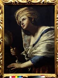 Vanite Woman z turbanem i lustrem - Obraz Mattia Preti (1613-1699) XVII-wieczna Florencja, galeria Uffizi