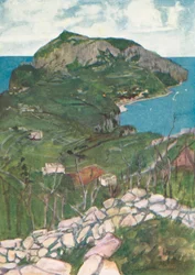 Capri z Villa Jovis (kolorowa litografia)